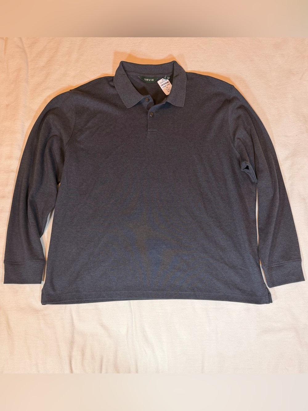 Orvis Classic Long Sleeve Polo XXL Charcoal Gray NWT $69
